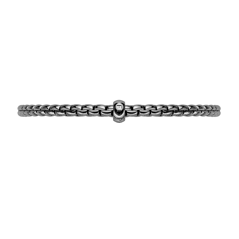 Eka 18ct White Gold Rhodium Finish Bracelet With Single Black Diamond