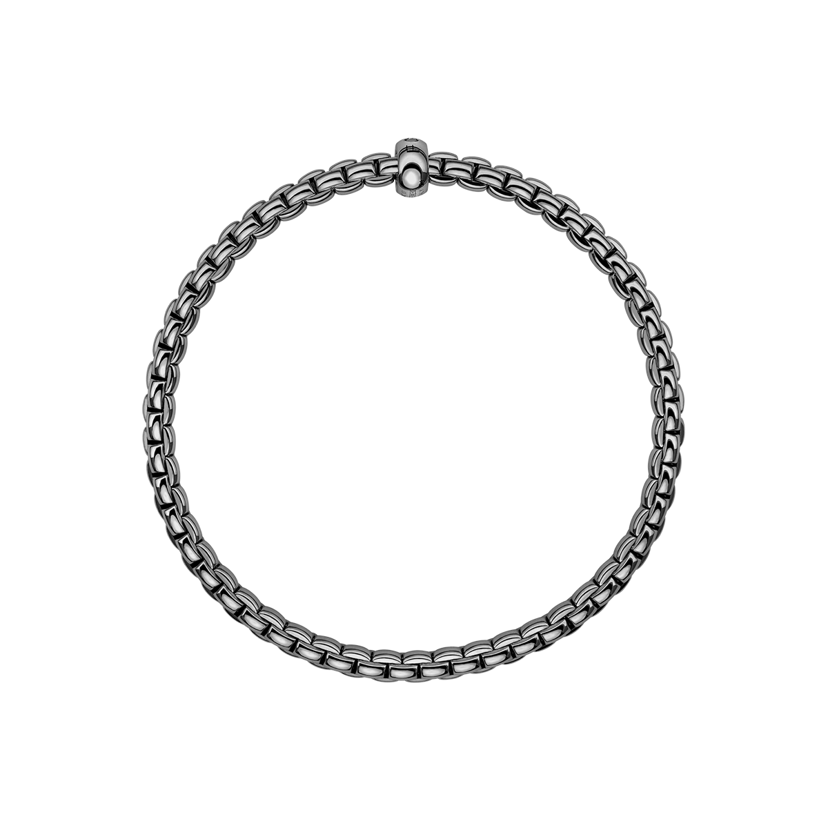 Eka 18ct White Gold Rhodium Finish Bracelet With Single Black Diamond