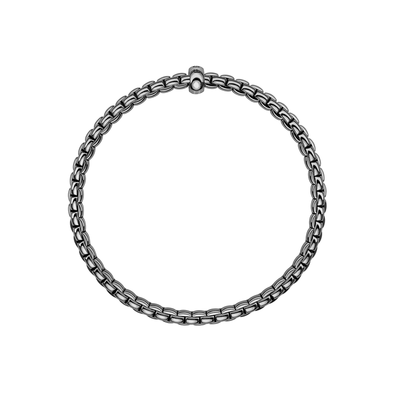 Eka 18ct White Gold Rhodium Finish Bracelet With Single Black Diamond
