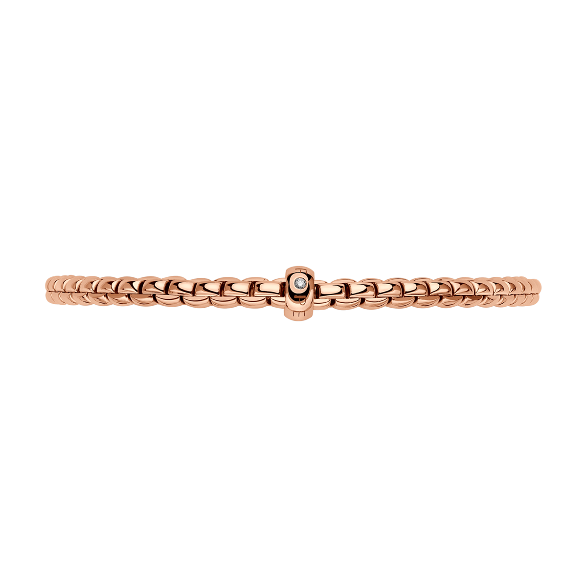 FOPE Eka 18ct Rose Gold Bracelet With Single Diamond Rondel - Berry's Jewellers