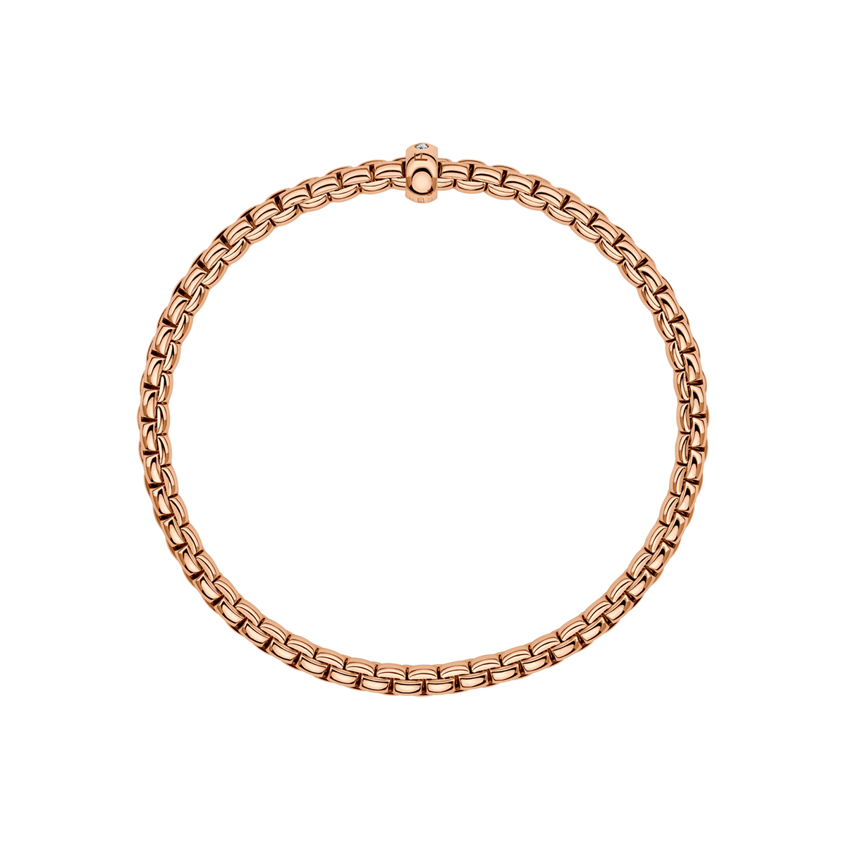 FOPE Eka 18ct Rose Gold Bracelet With Single Diamond Rondel - Berry's Jewellers