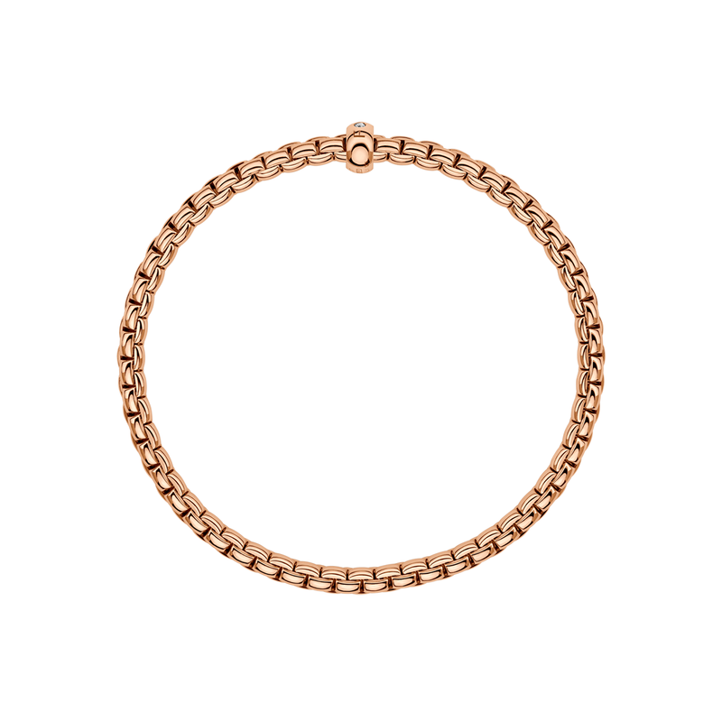 FOPE Eka 18ct Rose Gold Bracelet With Single Diamond Rondel - Berry's Jewellers