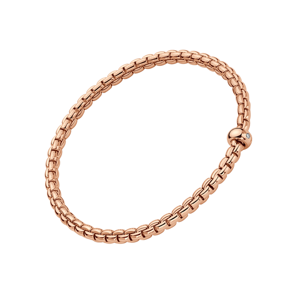 FOPE Eka 18ct Rose Gold Bracelet With Single Diamond Rondel - Berry's Jewellers