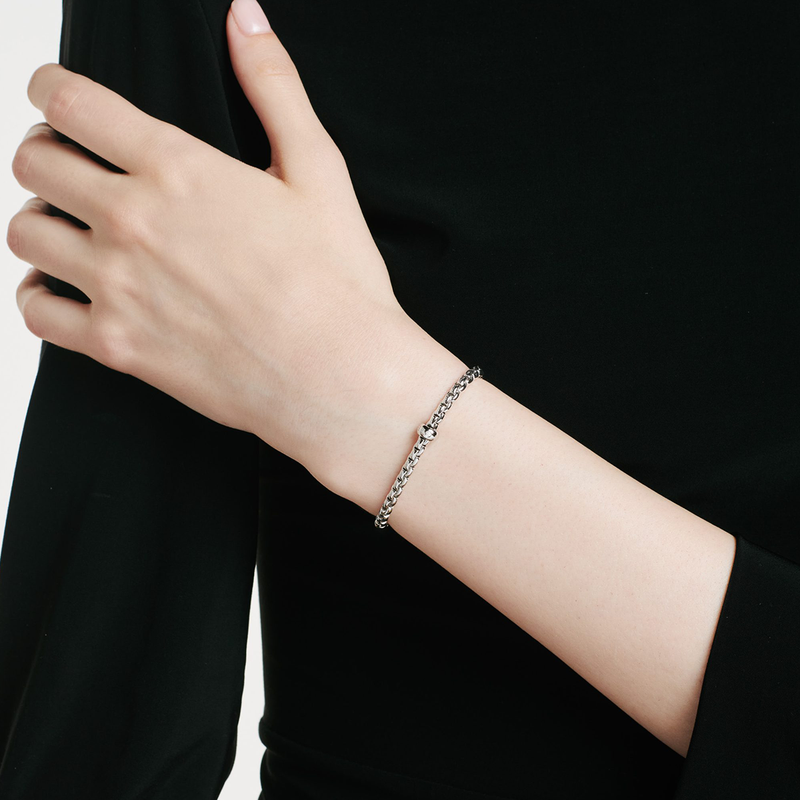 FOPE Eka 18ct White Gold Bracelet With Single Diamond Rondel - Berry's Jewellers