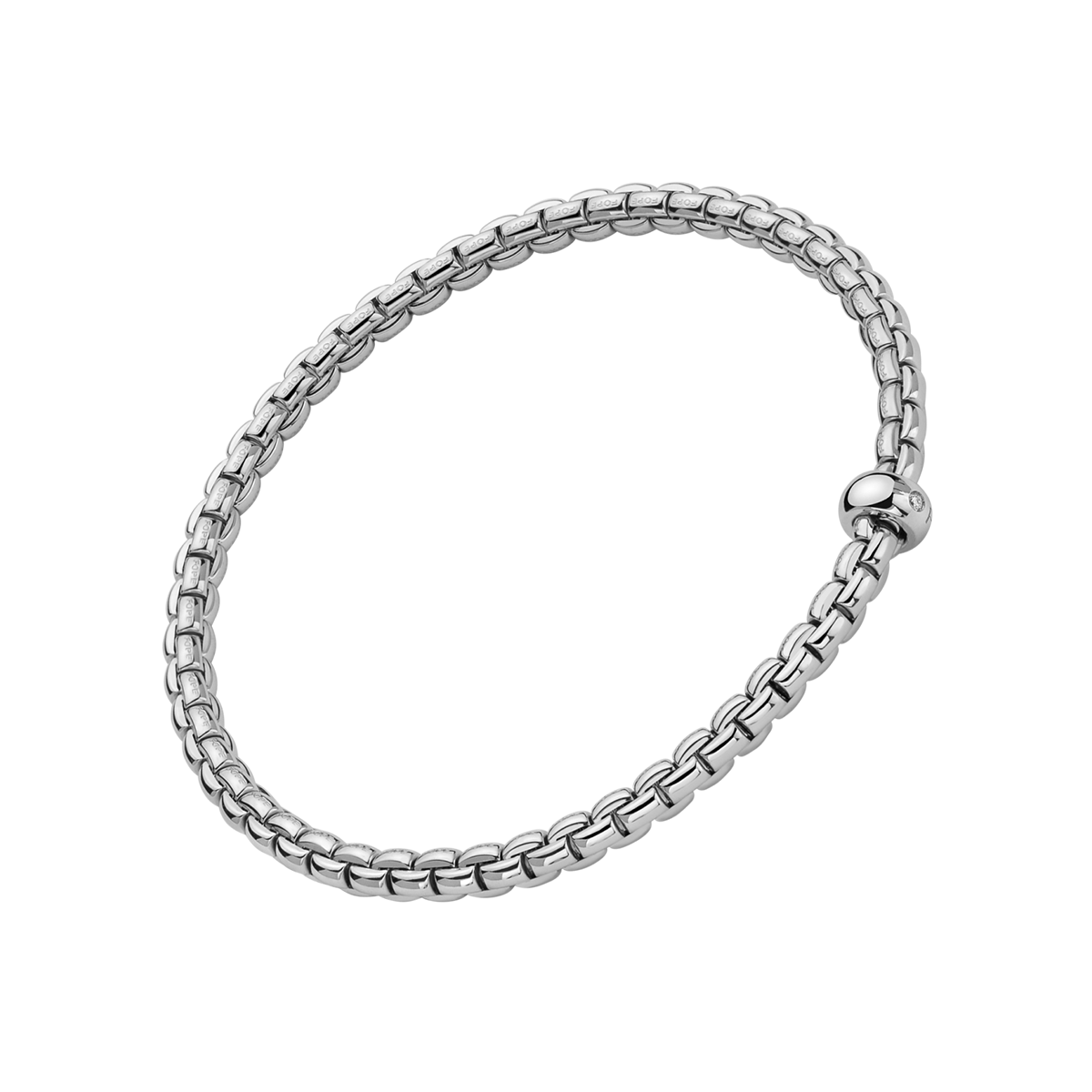 FOPE Eka 18ct White Gold Bracelet With Single Diamond Rondel - Berry's Jewellers