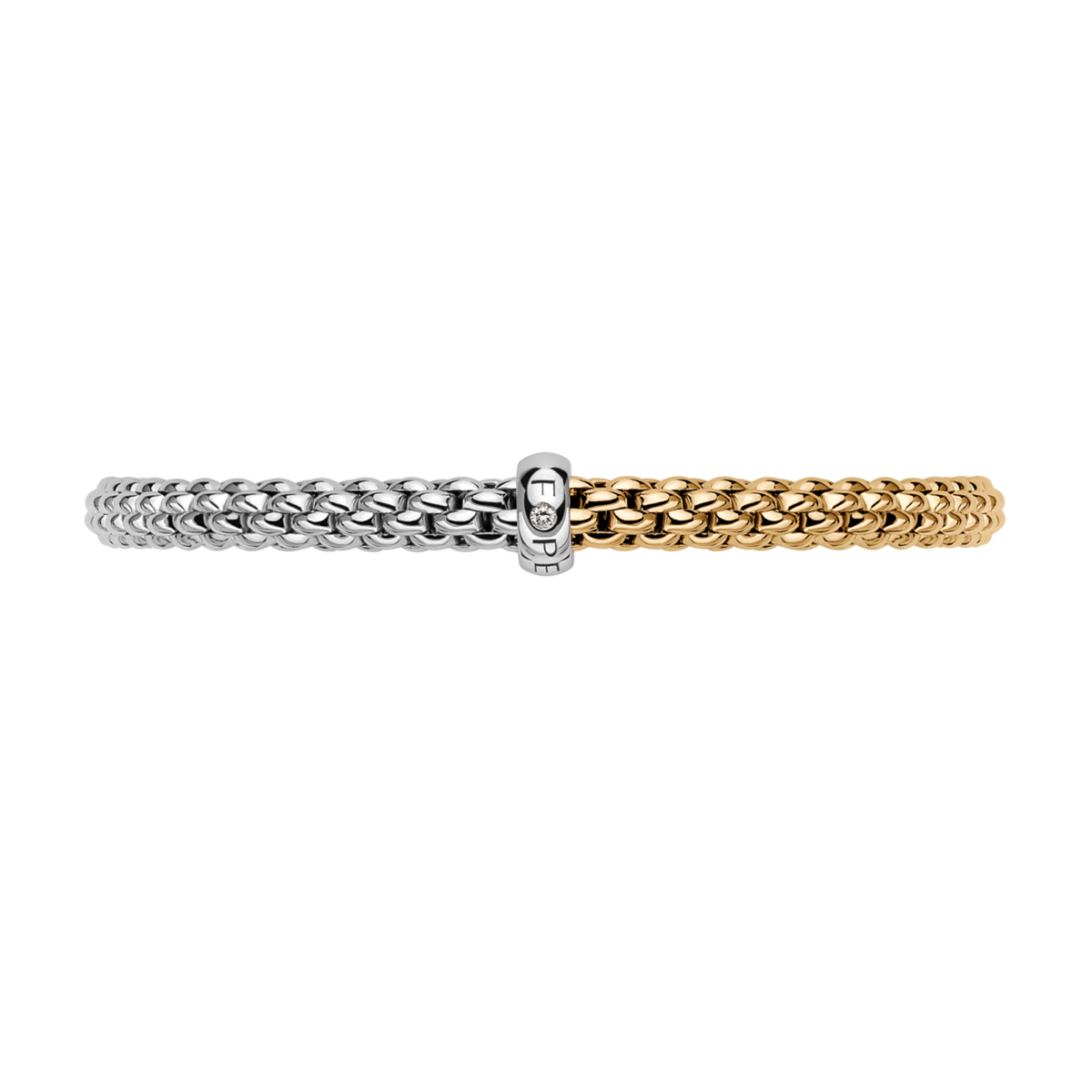FOPE Solo 18ct Yellow & White Gold Bracelet With Single Diamond Rondel - Berry's Jewellers