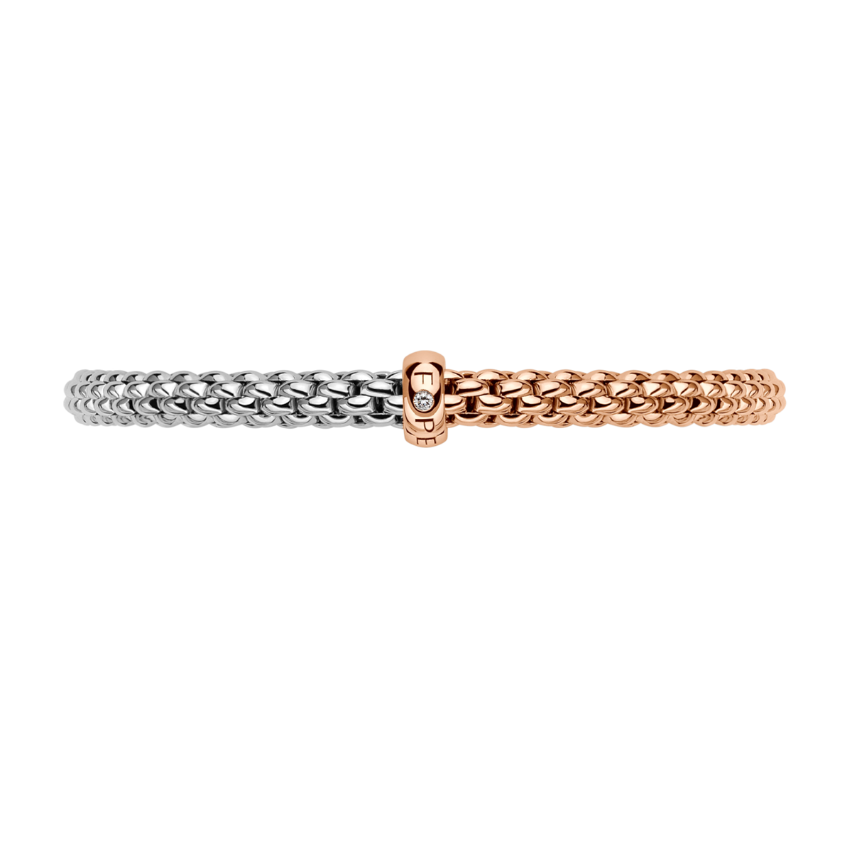 Solo 18ct Rose & White Gold Bracelet With Single Diamond Rondel