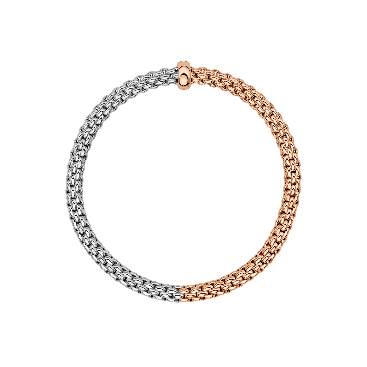 Solo 18ct Rose & White Gold Bracelet With Single Diamond Rondel