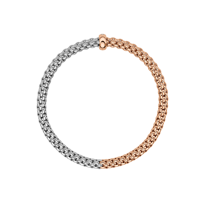 Solo 18ct Rose & White Gold Bracelet With Single Diamond Rondel