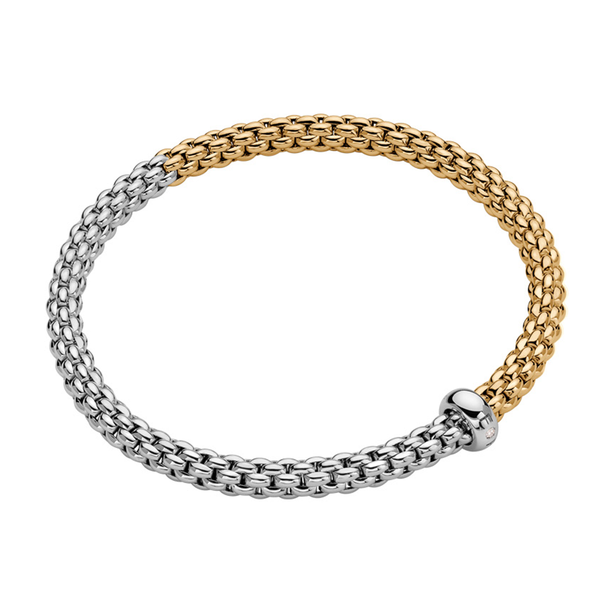 FOPE Solo 18ct Yellow & White Gold Bracelet With Single Diamond Rondel - Berry's Jewellers