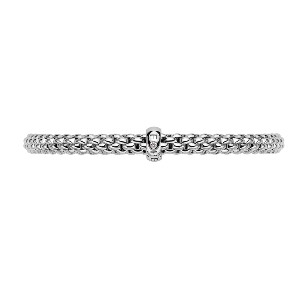 FOPE Solo 18ct White Gold Bracelet With Single Diamond Set Rondel - Berry's Jewellers