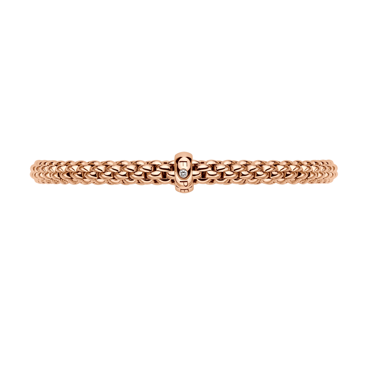FOPE Solo 18ct Rose Gold Bracelet With Single Diamond Set Rondel - Berry's Jewellers
