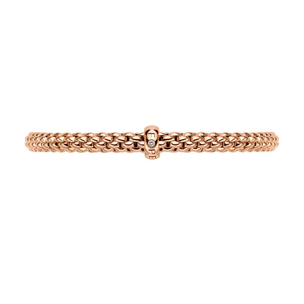 FOPE Solo 18ct Rose Gold Bracelet With Single Diamond Set Rondel - Berry's Jewellers