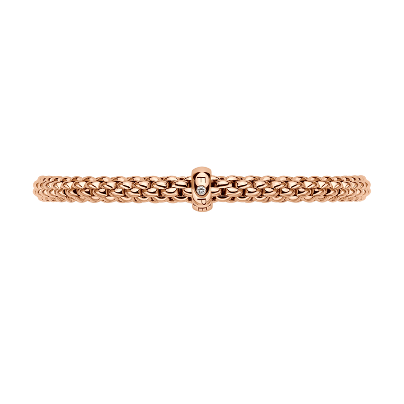 FOPE Solo 18ct Rose Gold Bracelet With Single Diamond Set Rondel - Berry's Jewellers