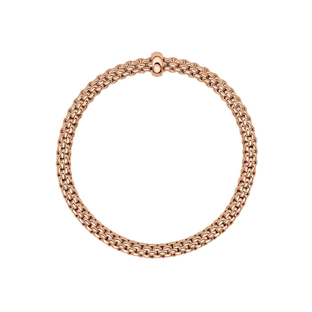 FOPE Solo 18ct Rose Gold Bracelet With Single Diamond Set Rondel - Berry's Jewellers