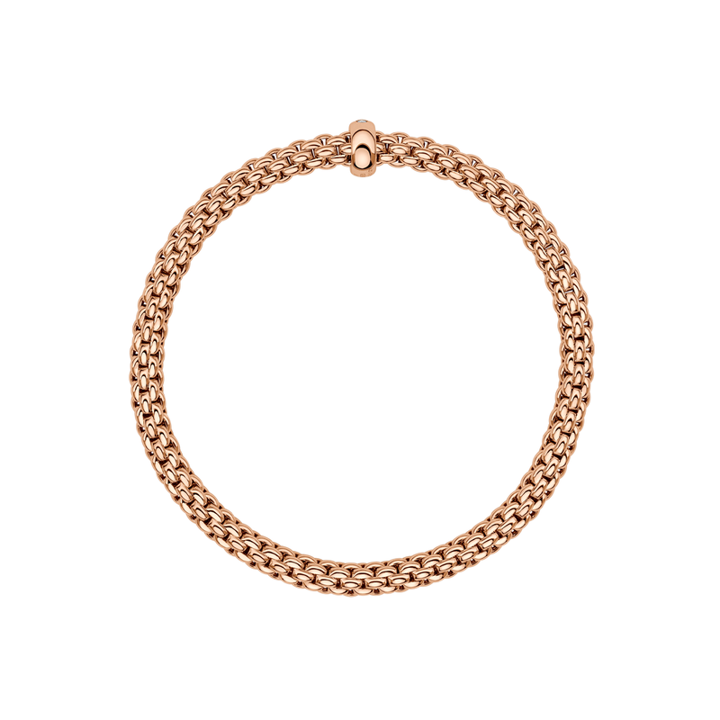 FOPE Solo 18ct Rose Gold Bracelet With Single Diamond Set Rondel - Berry's Jewellers