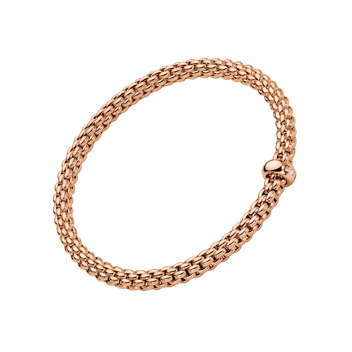 FOPE Solo 18ct Rose Gold Bracelet With Single Diamond Set Rondel - Berry's Jewellers