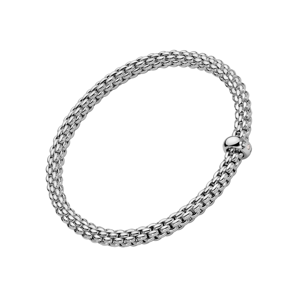 FOPE Solo 18ct White Gold Bracelet With Single Diamond Set Rondel - Berry's Jewellers