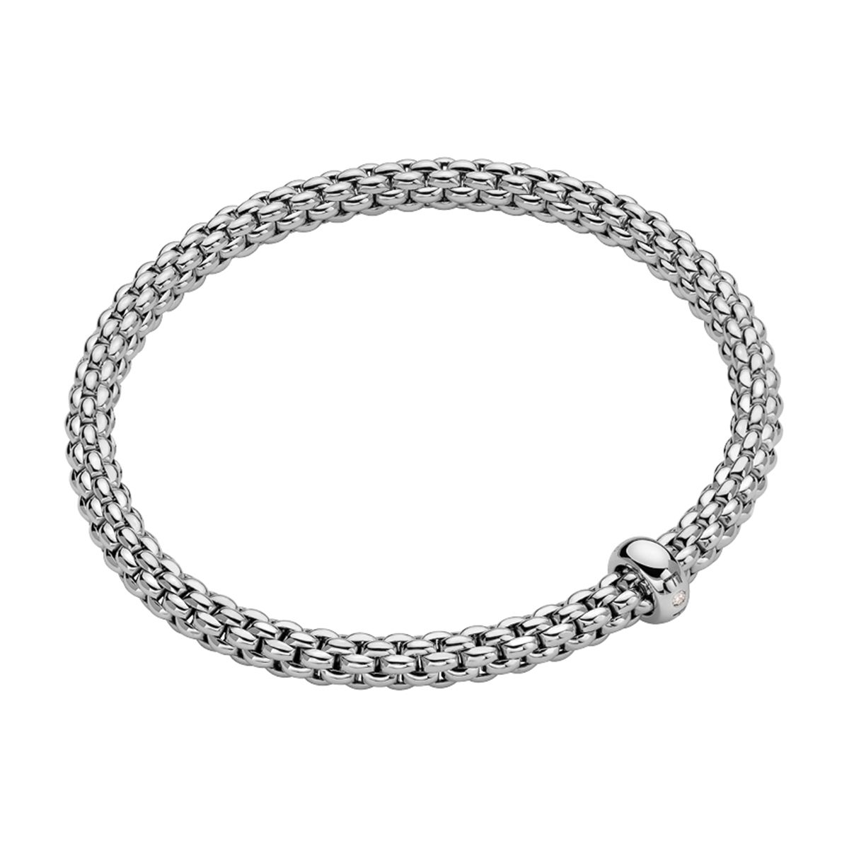 Solo 18ct White Gold Bracelet With Single Diamond Set Rondel