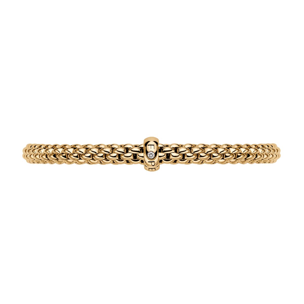 FOPE Solo 18ct Yellow Gold Bracelet With Single Diamond Set Rondel - Berry's Jewellers