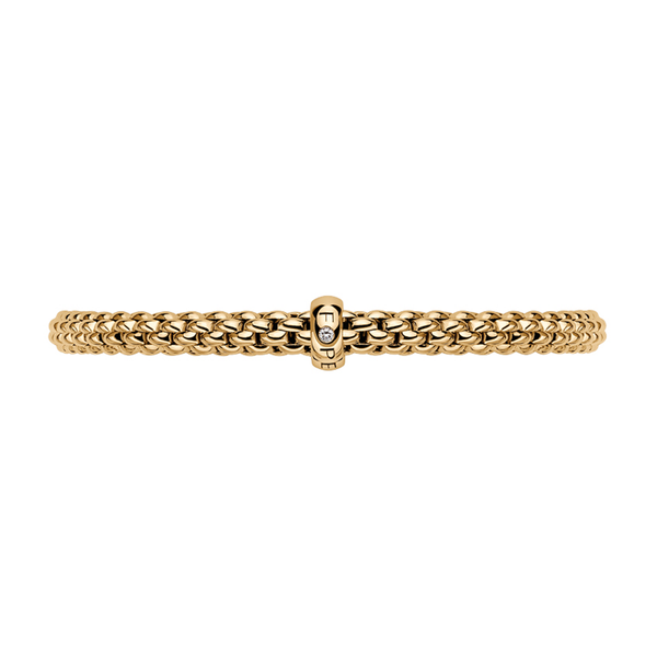 FOPE Solo 18ct Yellow Gold Bracelet With Single Diamond Set Rondel - Berry's Jewellers