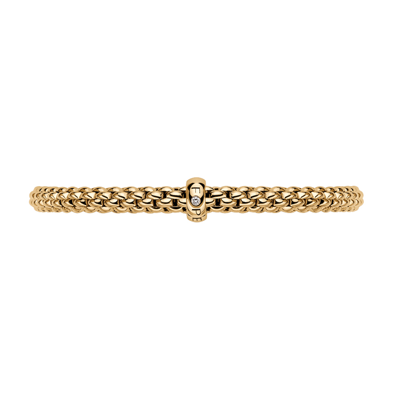 FOPE Solo 18ct Yellow Gold Bracelet With Single Diamond Set Rondel - Berry's Jewellers