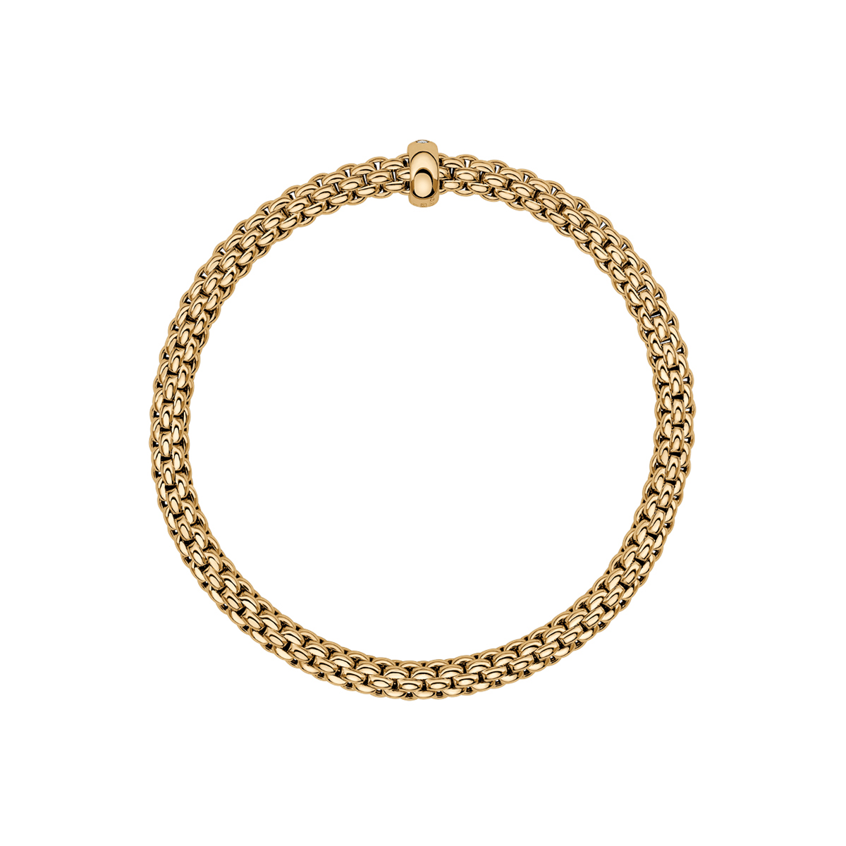 FOPE Solo 18ct Yellow Gold Bracelet With Single Diamond Set Rondel - Berry's Jewellers