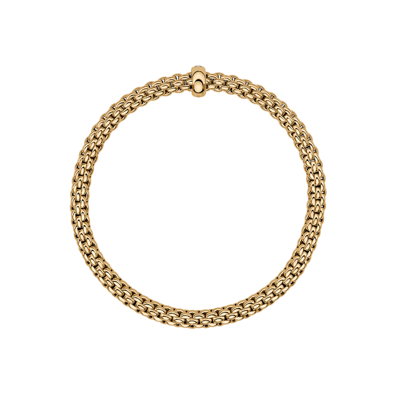 FOPE Solo 18ct Yellow Gold Bracelet With Single Diamond Set Rondel - Berry's Jewellers