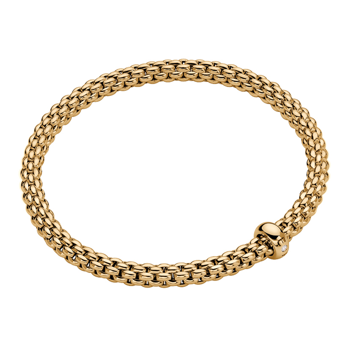 FOPE Solo 18ct Yellow Gold Bracelet With Single Diamond Set Rondel - Berry's Jewellers
