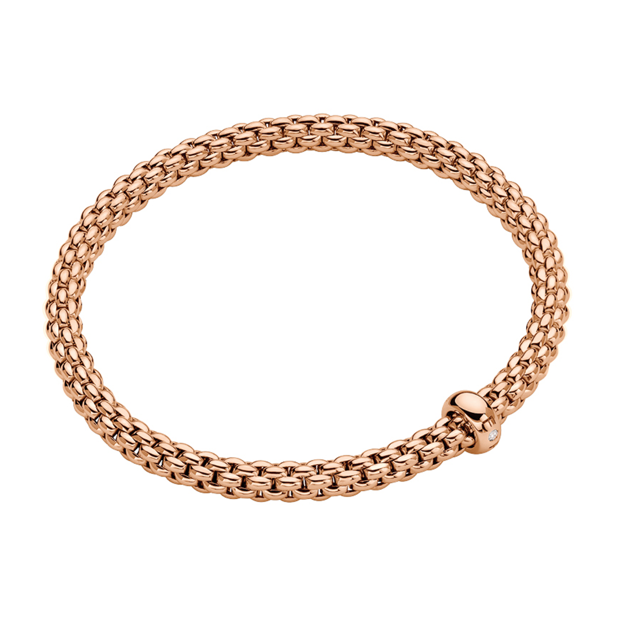 Solo 18ct Rose Gold Bracelet With Single Diamond Set Rondel