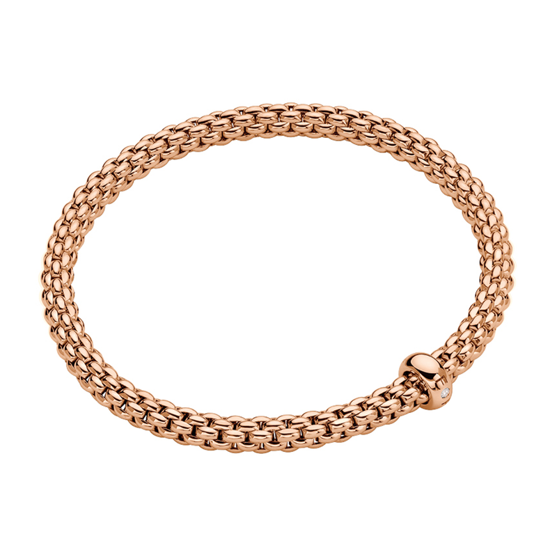 Solo 18ct Rose Gold Bracelet With Single Diamond Set Rondel