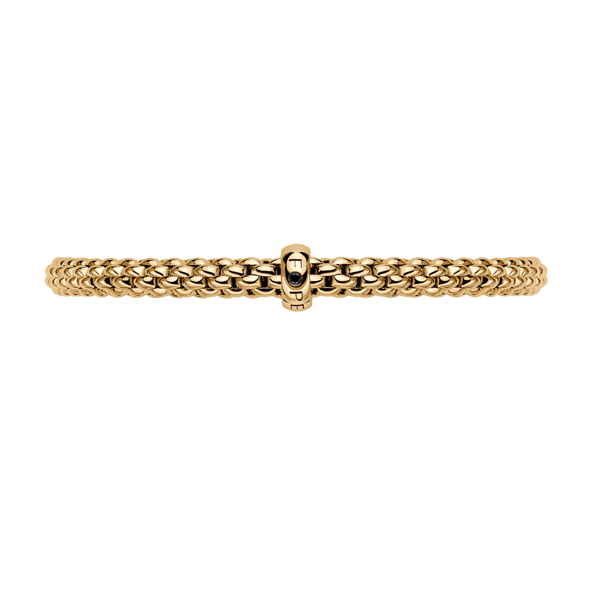 FOPE Solo 18ct Yellow Gold Bracelet With Single Black Diamond Rondel - Berry's Jewellers