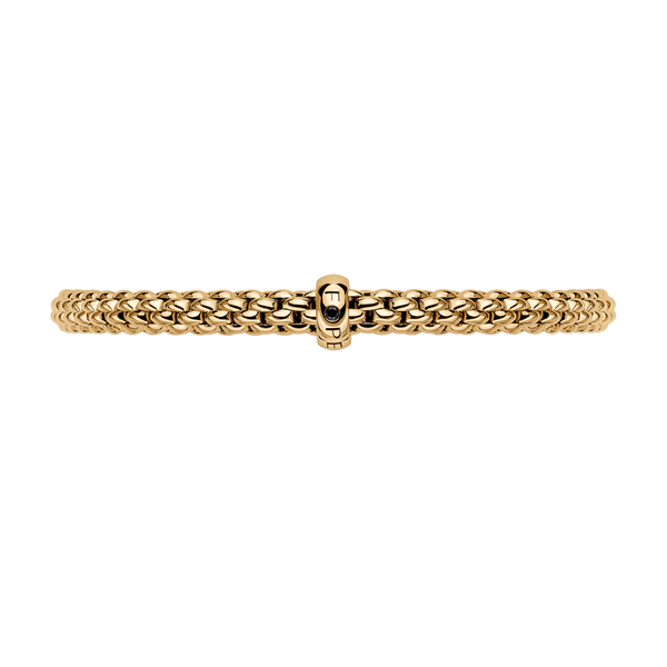 FOPE Solo 18ct Yellow Gold Bracelet With Single Black Diamond Rondel - Berry's Jewellers