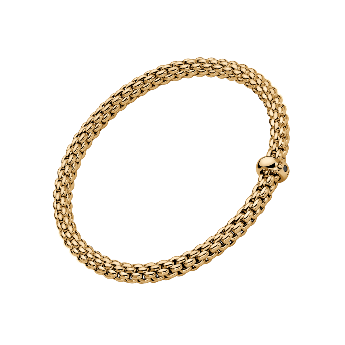FOPE Solo 18ct Yellow Gold Bracelet With Single Black Diamond Rondel - Berry's Jewellers