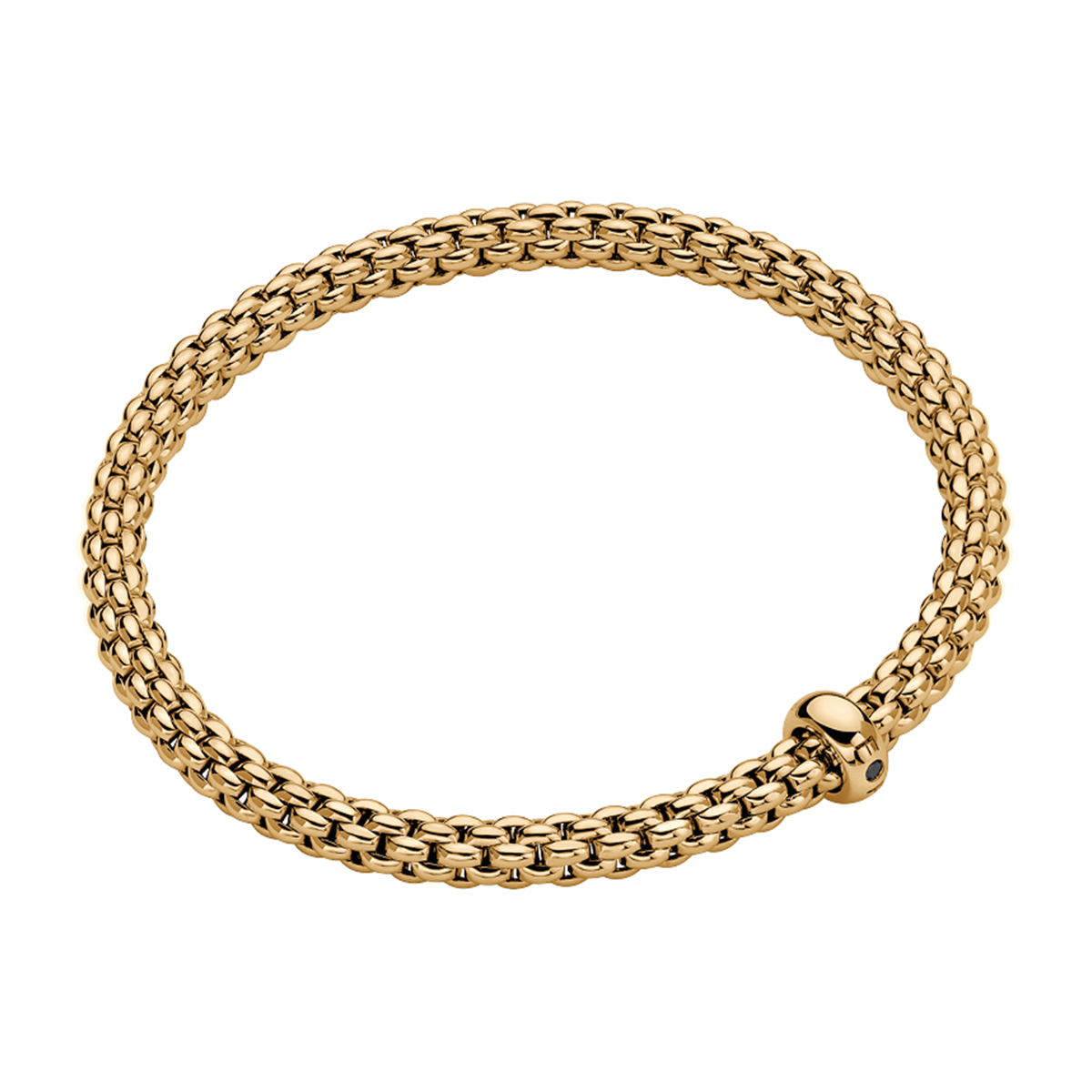 Solo 18ct Yellow Gold Bracelet With Single Black Diamond Rondel