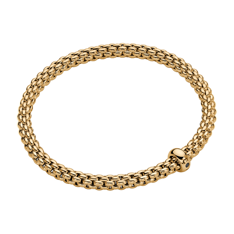 Solo 18ct Yellow Gold Bracelet With Single Black Diamond Rondel