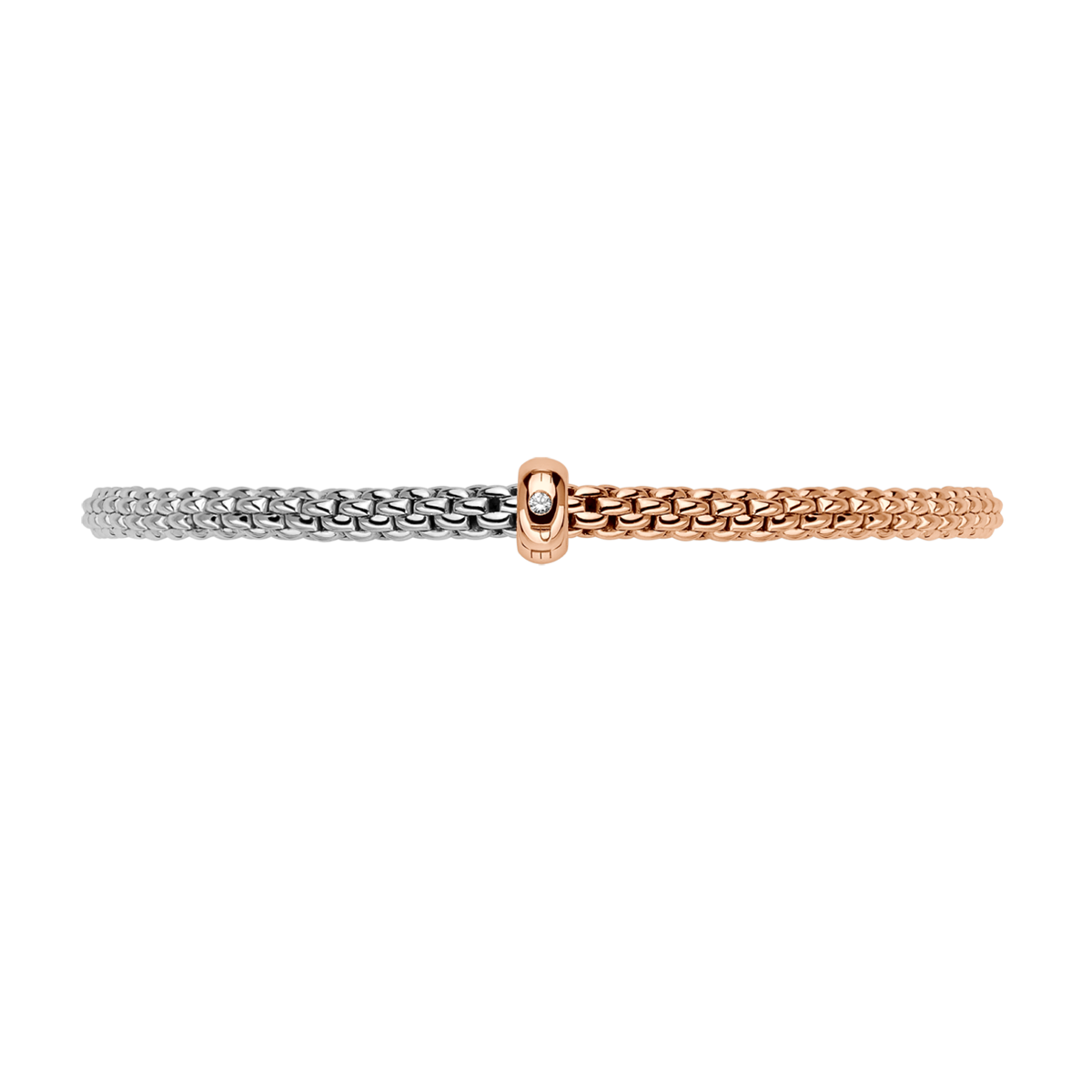FOPE Prima 18ct Rose & White Gold Bracelet With Single Diamond Rondel - Berry's Jewellers