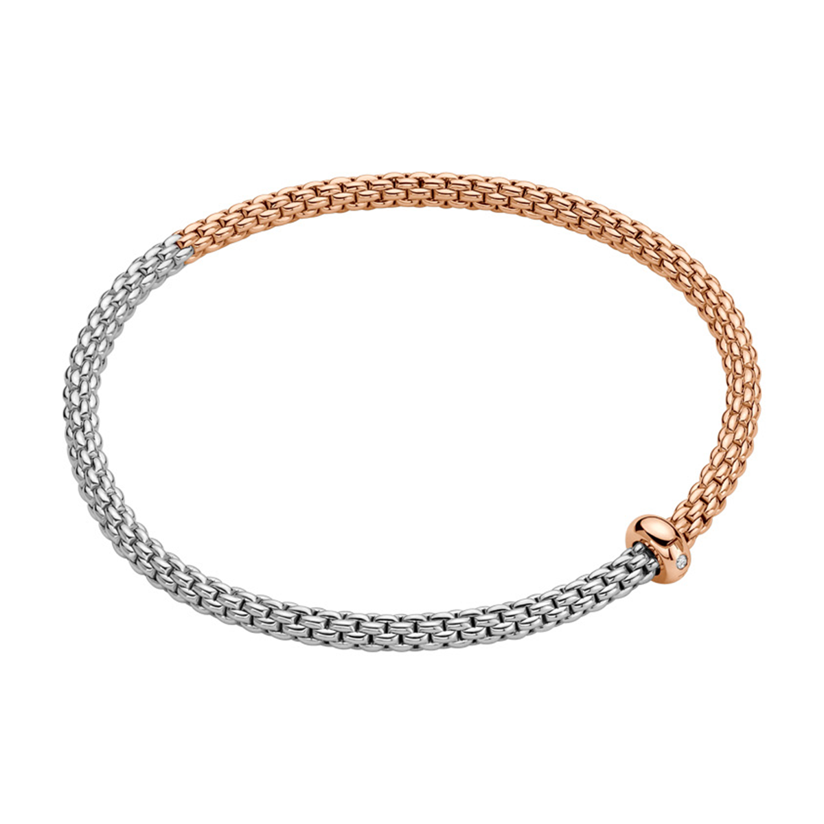 Prima 18ct Rose & White Gold Bracelet With Single Diamond Rondel