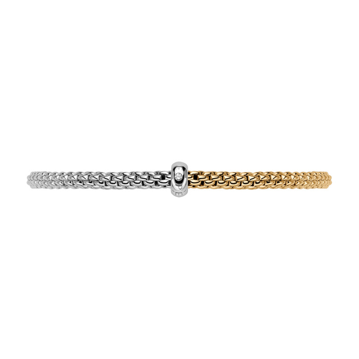 FOPE Prima 18ct Yellow & White Gold Bracelet With Single Diamond Rondel - Berry's Jewellers