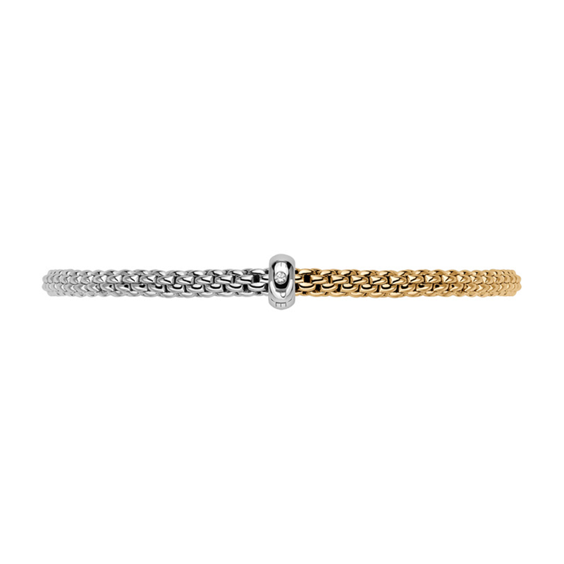 FOPE Prima 18ct Yellow & White Gold Bracelet With Single Diamond Rondel - Berry's Jewellers