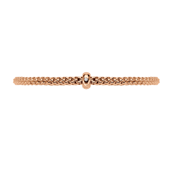 FOPE Prima 18ct Rose Gold Bracelet With Single Diamond Rondel - Berry's Jewellers