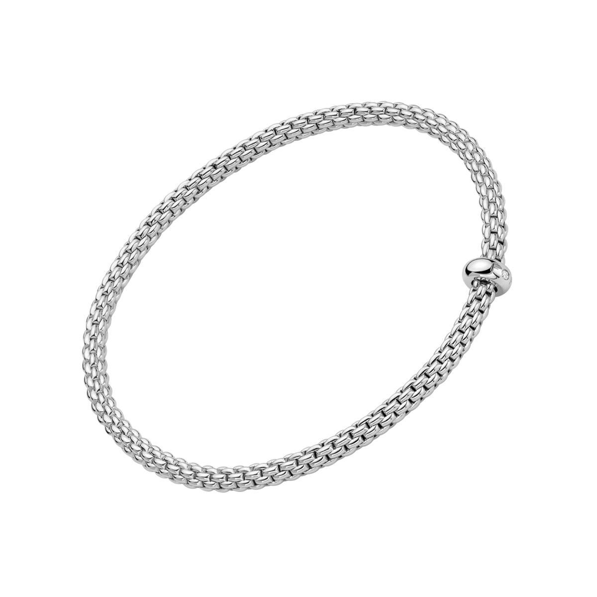 FOPE Prima 18ct White Gold Bracelet With Single Diamond Rondel - Berry's Jewellers