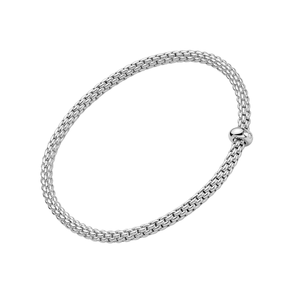 FOPE Prima 18ct White Gold Bracelet With Single Diamond Rondel - Berry's Jewellers