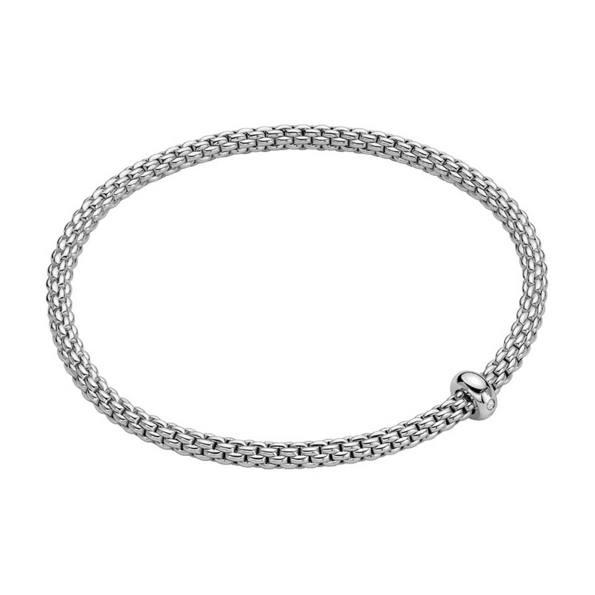 Prima 18ct White Gold Bracelet With Single Diamond Rondel