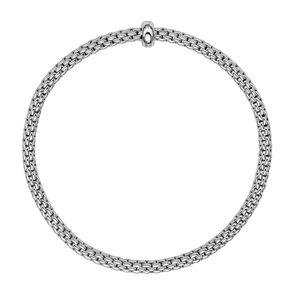 FOPE Prima 18ct White Gold Fine Link Single Diamond Set Bracelet - Berry's Jewellers