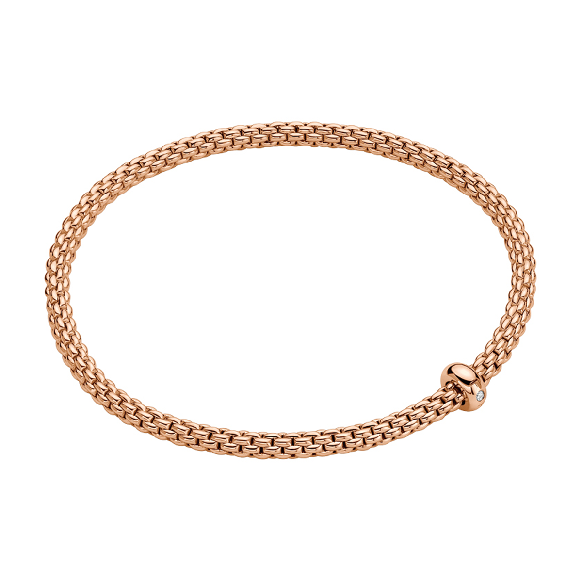 Prima 18ct Rose Gold Bracelet With Single Diamond Rondel