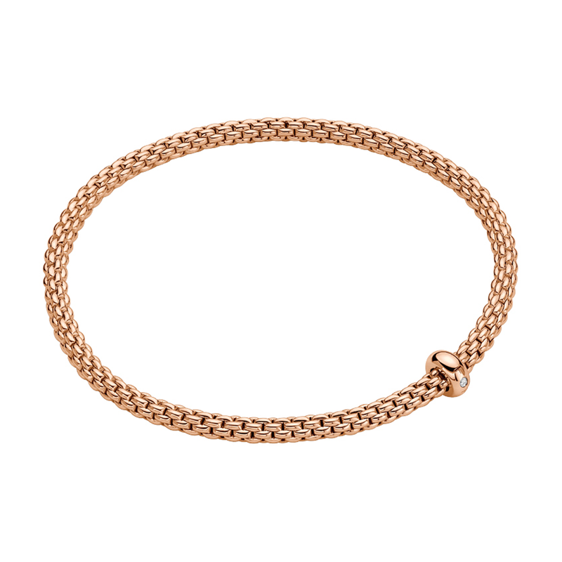 Prima 18ct Rose Gold Bracelet With Single Diamond Rondel