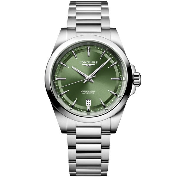 Longines Conquest 38mm Green Dial Automatic Bracelet Watch - Berry's Jewellers