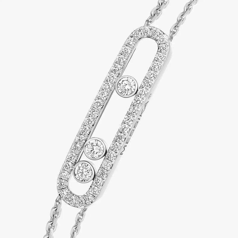 18ct White Gold Move Classique Pave Three Diamond Set Bracelet
