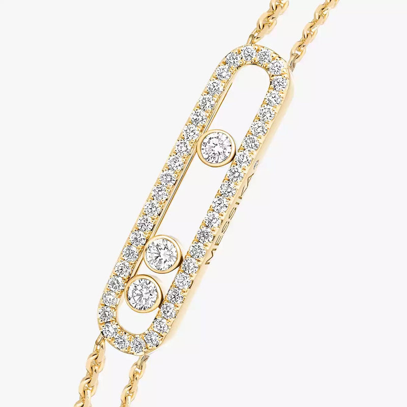 18ct Yellow Gold Move Classique Pave Three Diamond Set Bracelet